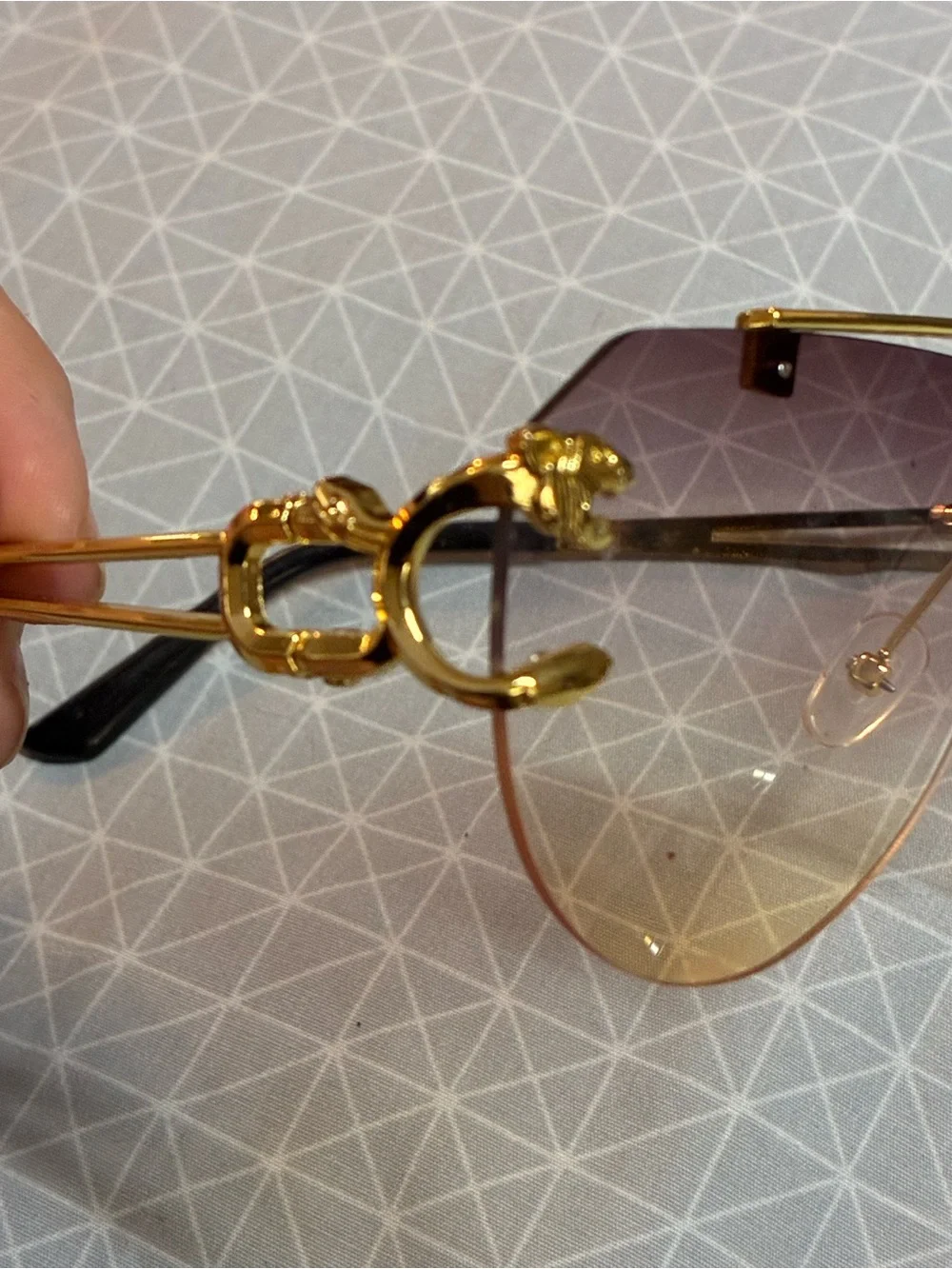 2 Pair Flashy Gold Rhinestone Sunglasses